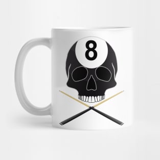 Eight Ball Skull with Crossed Cues Mug